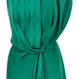 Diamond motif silk-blend midi dress