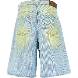 Stained-effect denim shorts