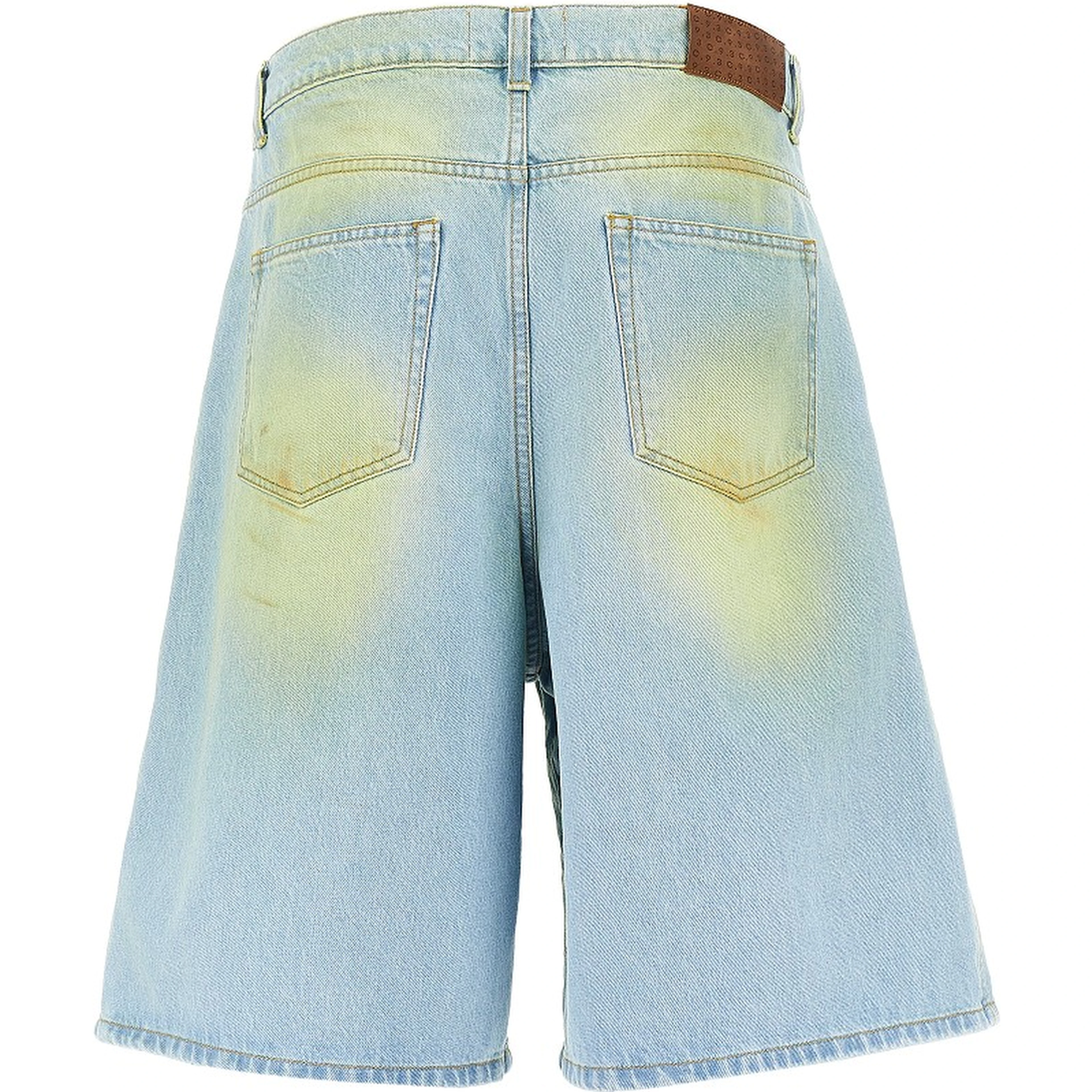 Stained-effect denim shorts