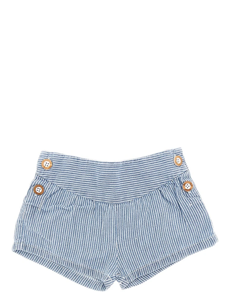Striped denim shorts