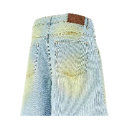 Stained-effect denim shorts
