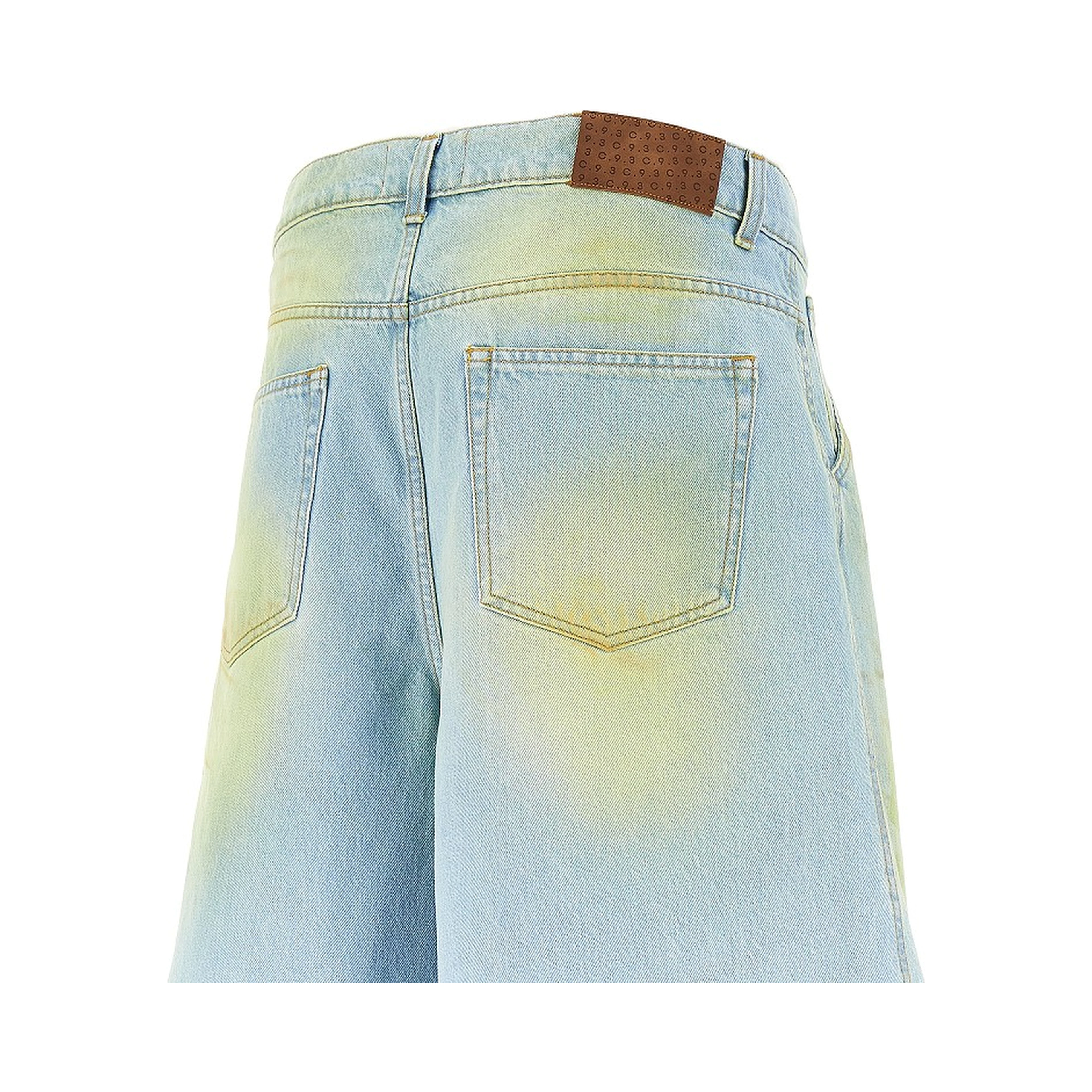 Stained-effect denim shorts