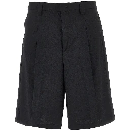 Wool-blend canvas bermuda shorts