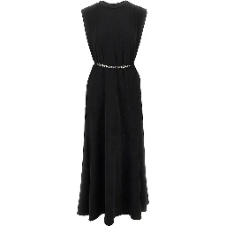 Jersey long dress with chain belt