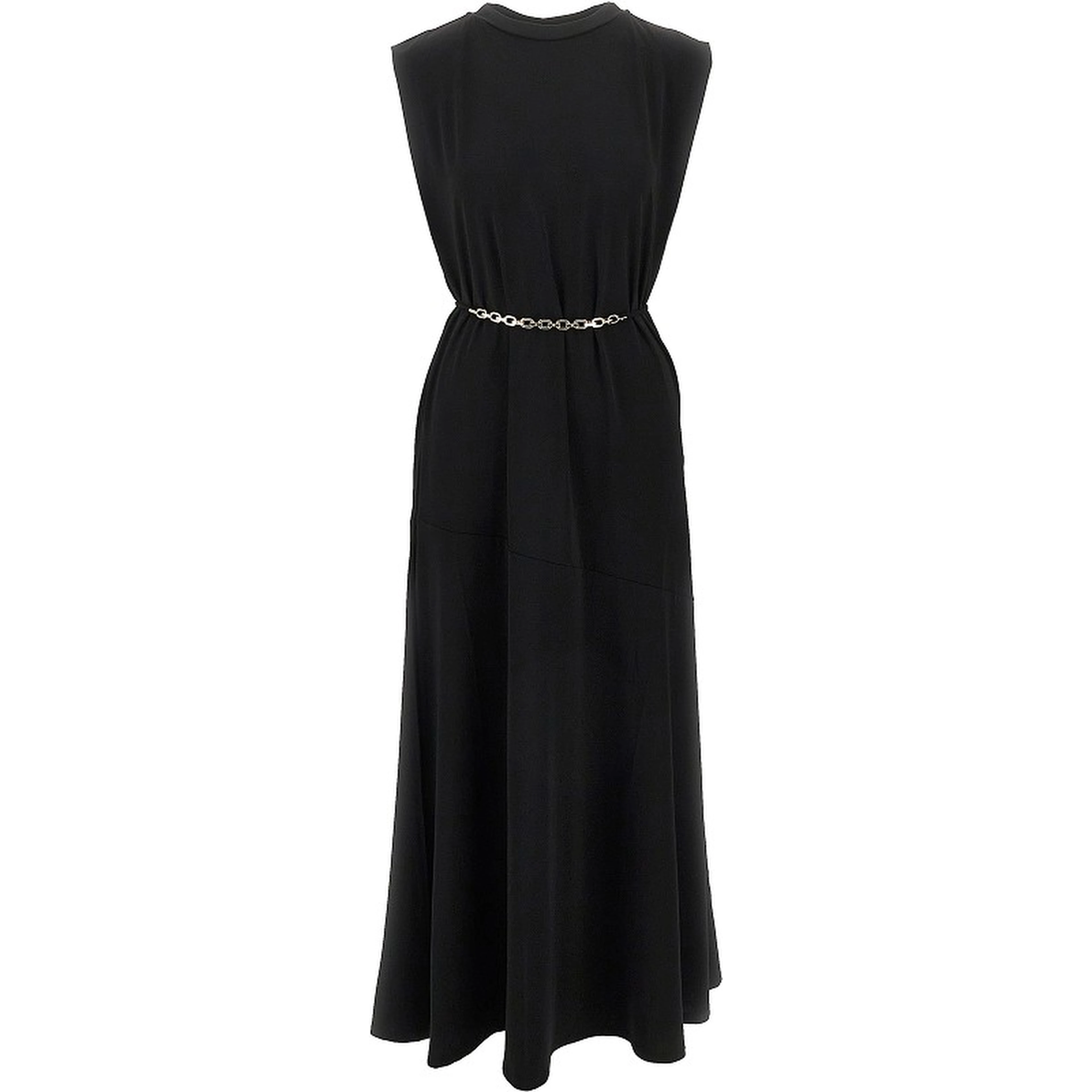 Jersey long dress with chain belt