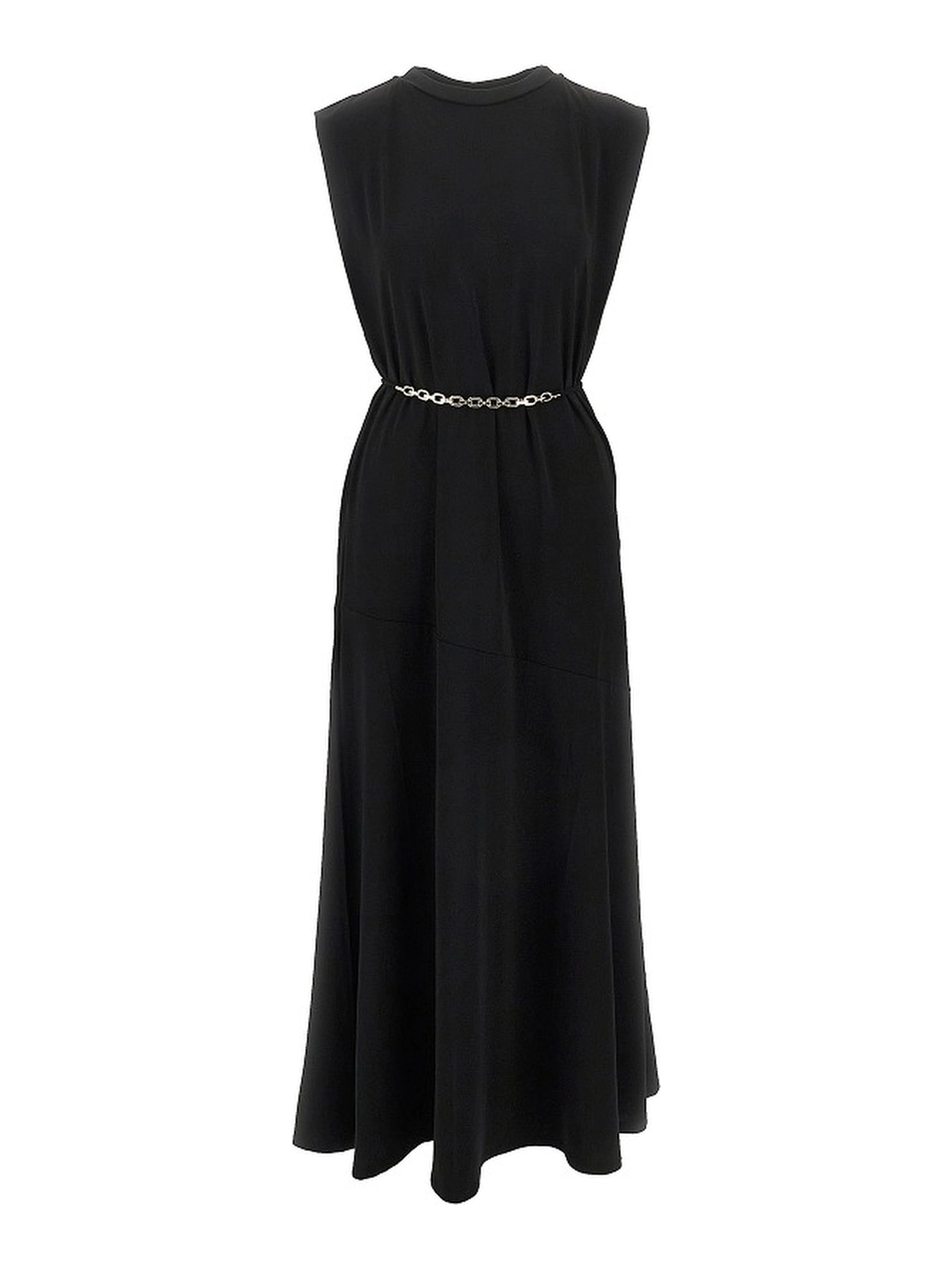 Jersey long dress with chain belt