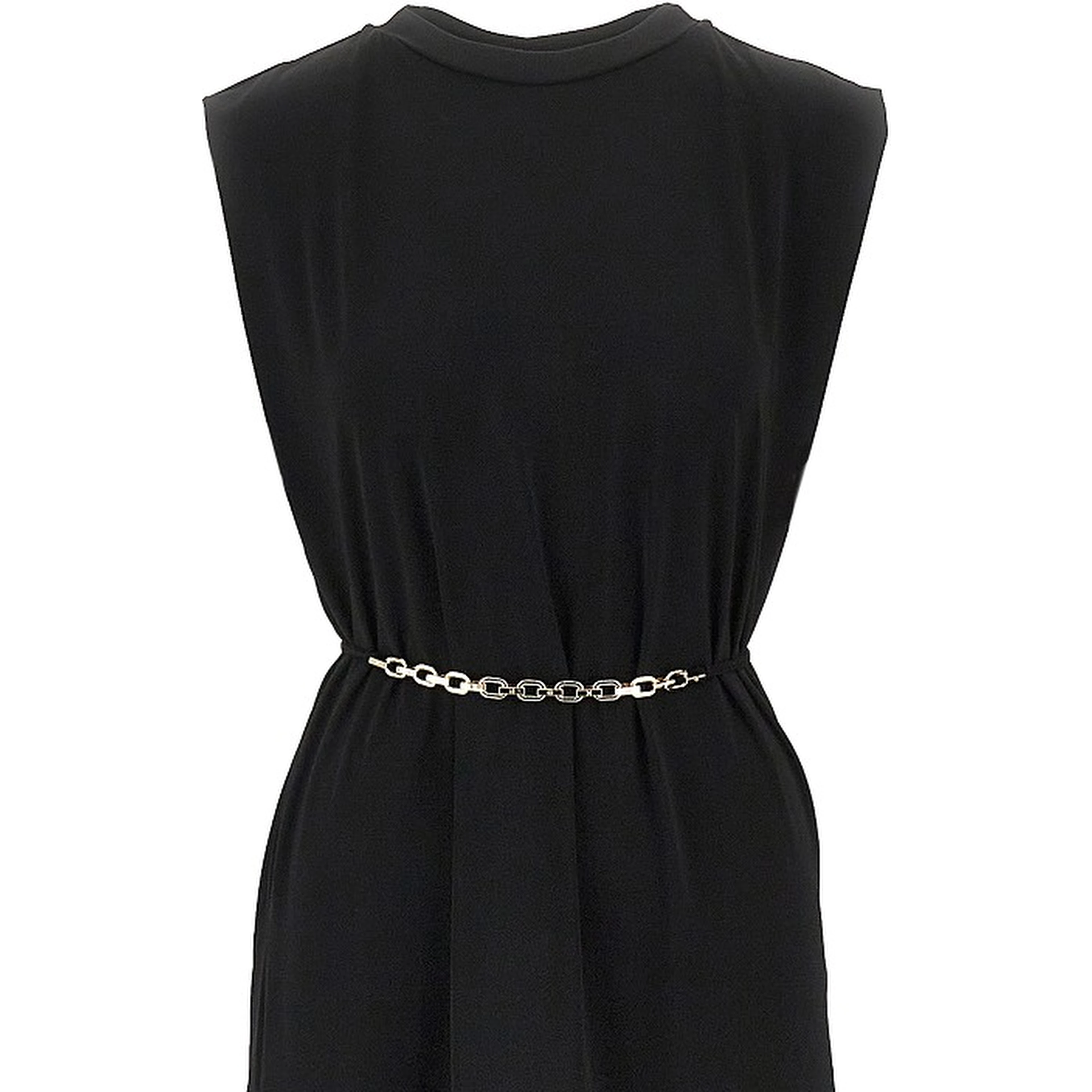 Jersey long dress with chain belt