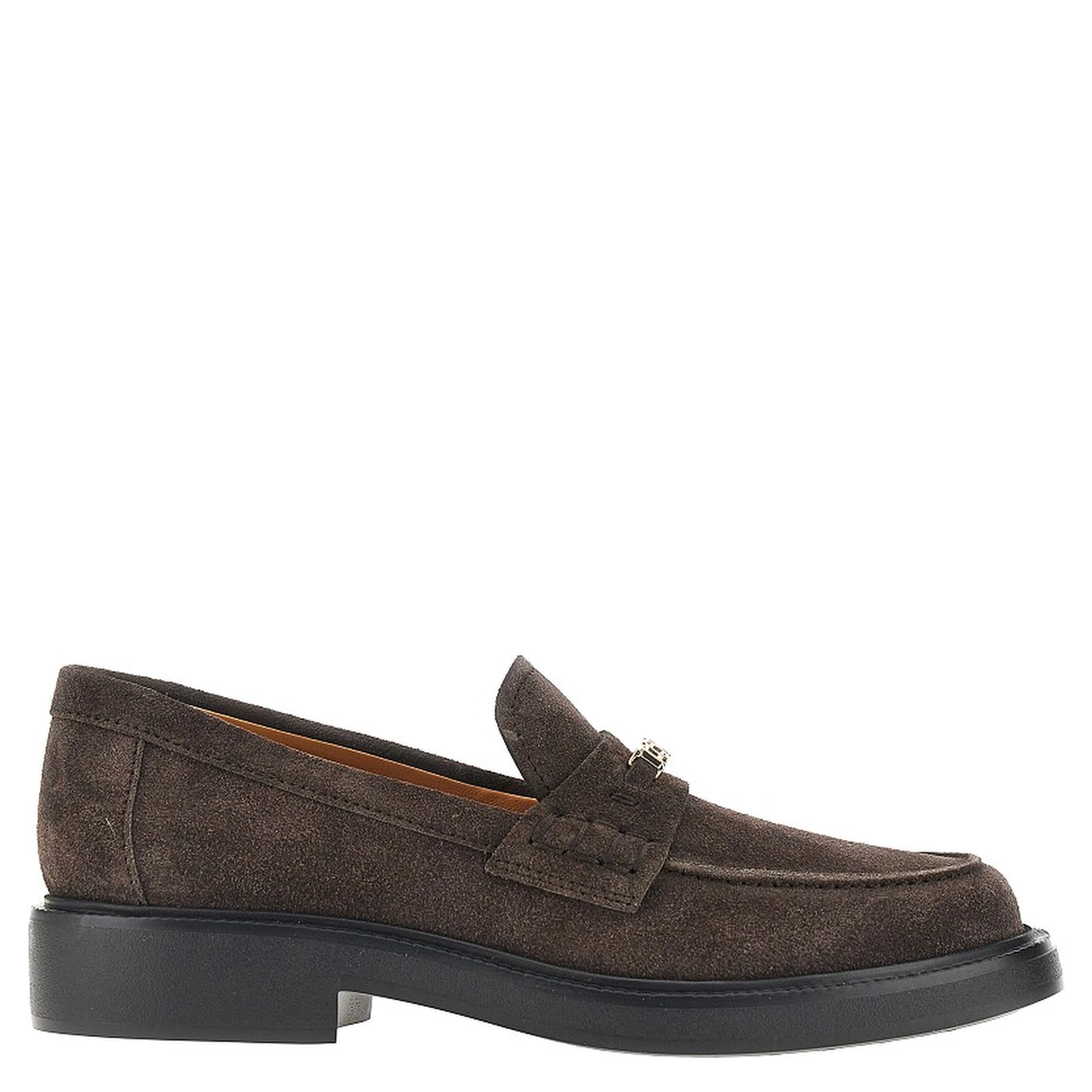 Suede leather loafers with logo