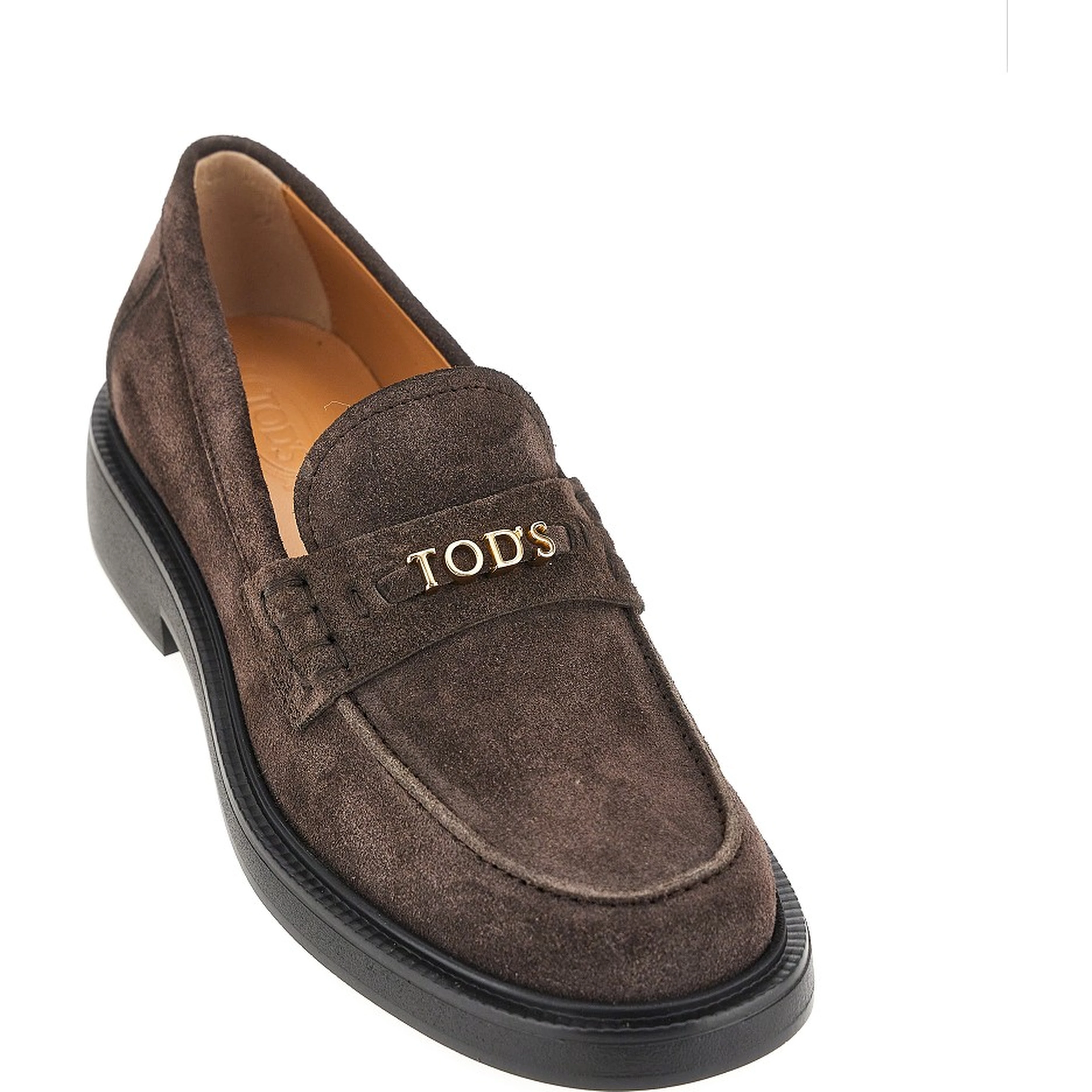 Suede leather loafers with logo