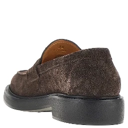 Suede leather loafers with logo