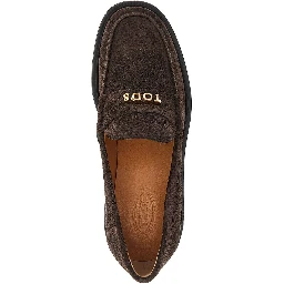 Suede leather loafers with logo