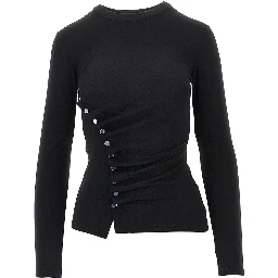 Draped jersey top with press-studs