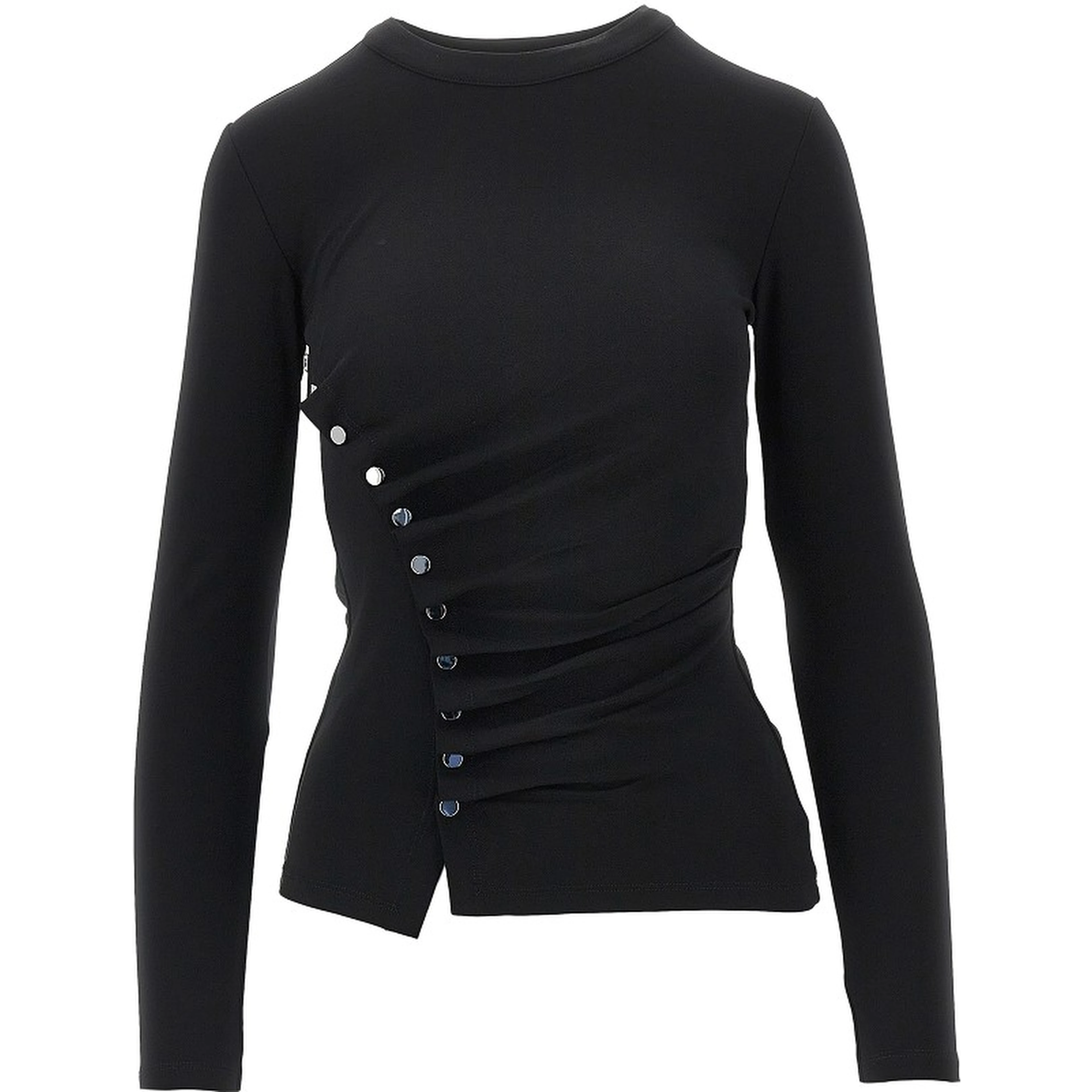 Draped jersey top with press-studs