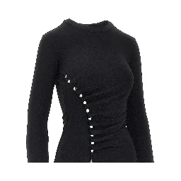 Draped jersey top with press-studs