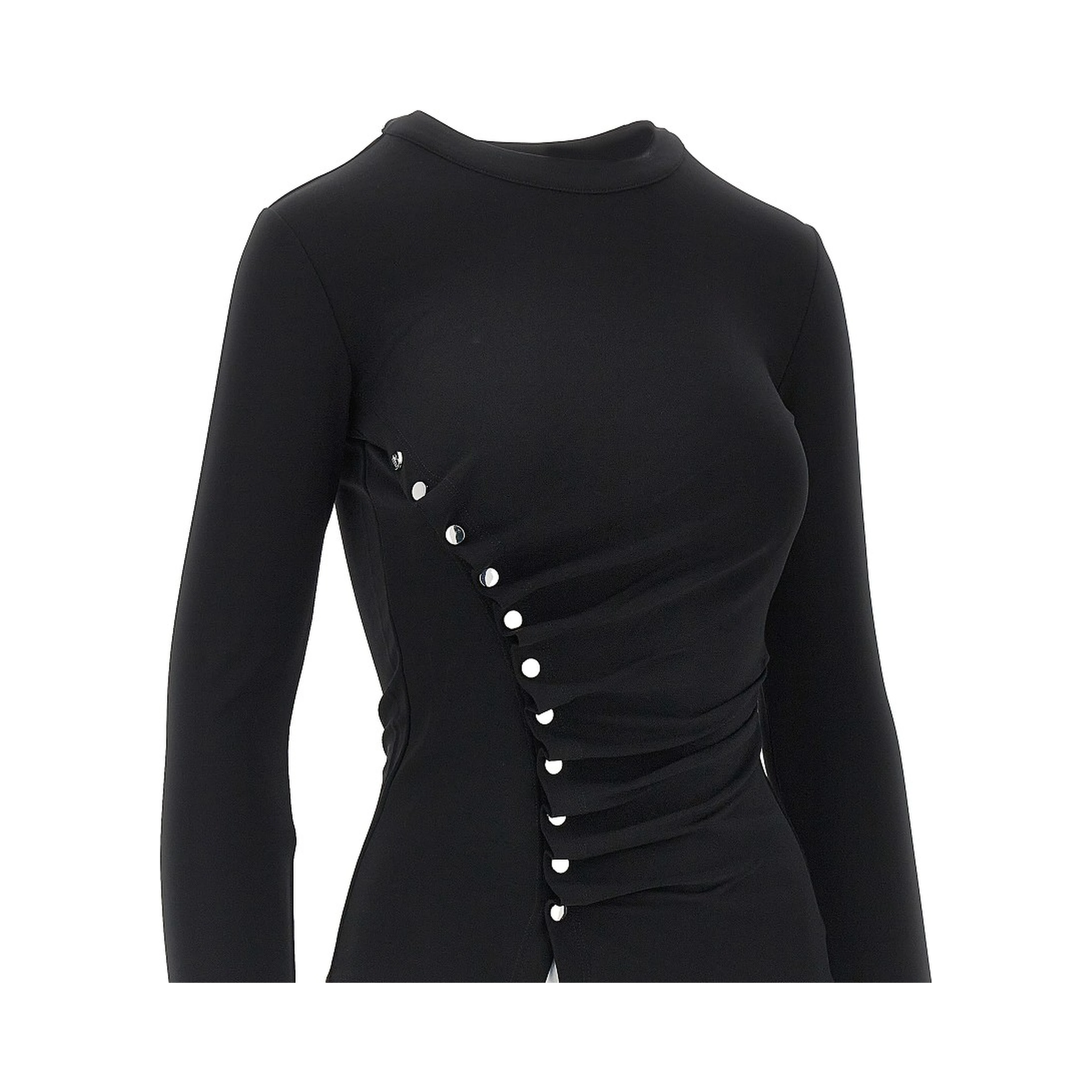 Draped jersey top with press-studs