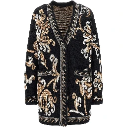 Jacquard wool cardigan