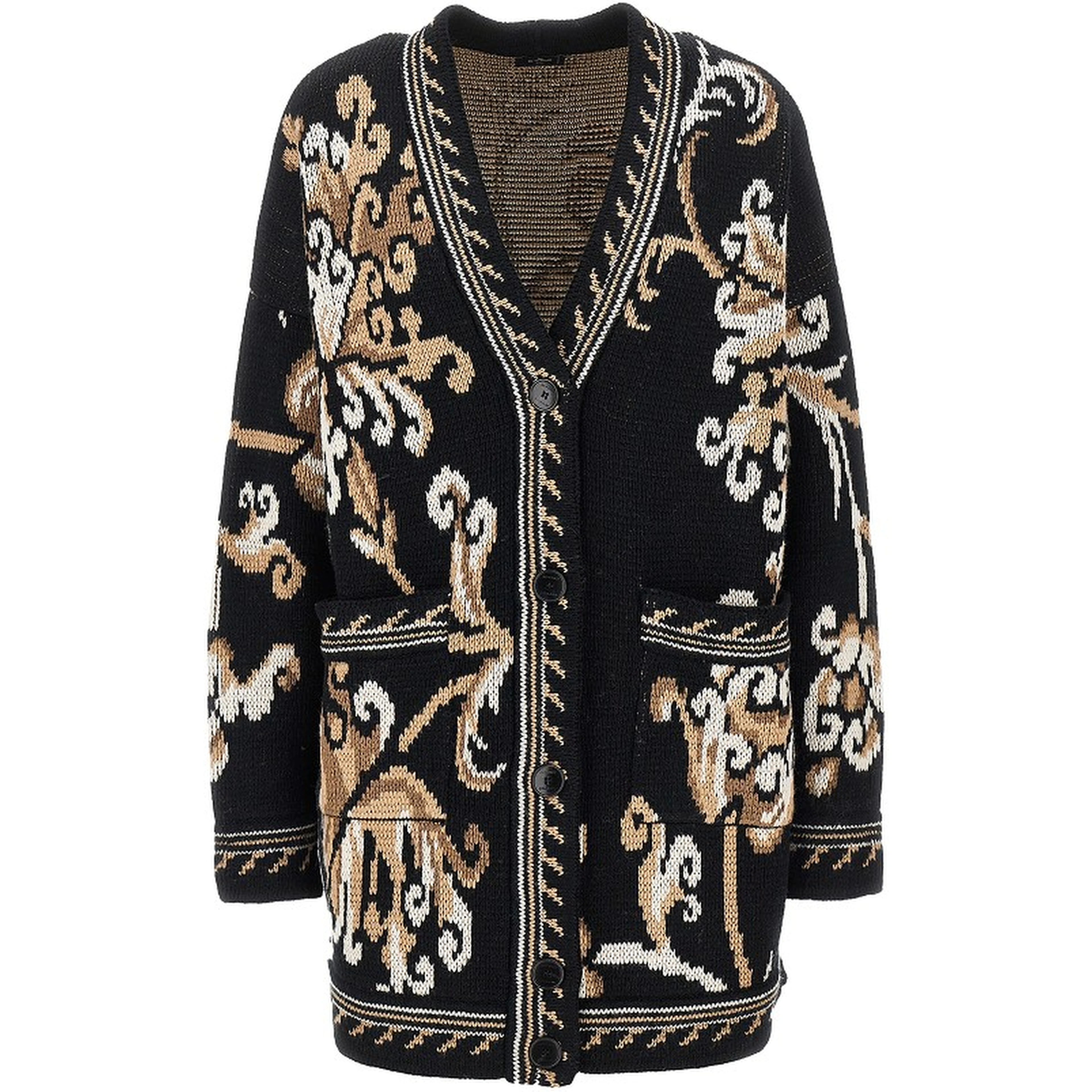 Jacquard wool cardigan