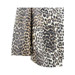 Coated fabric jacket with leopard-print