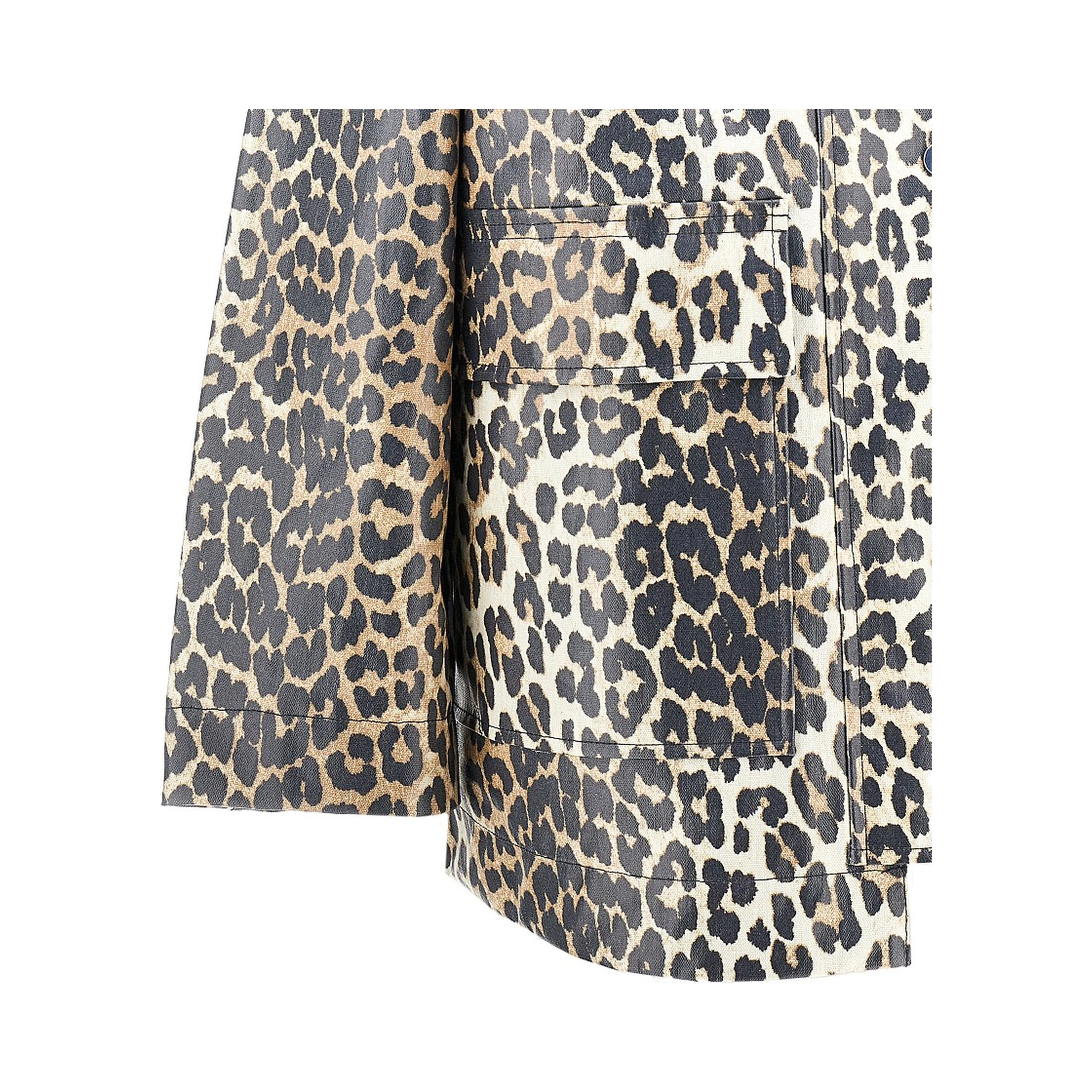 Coated fabric jacket with leopard-print