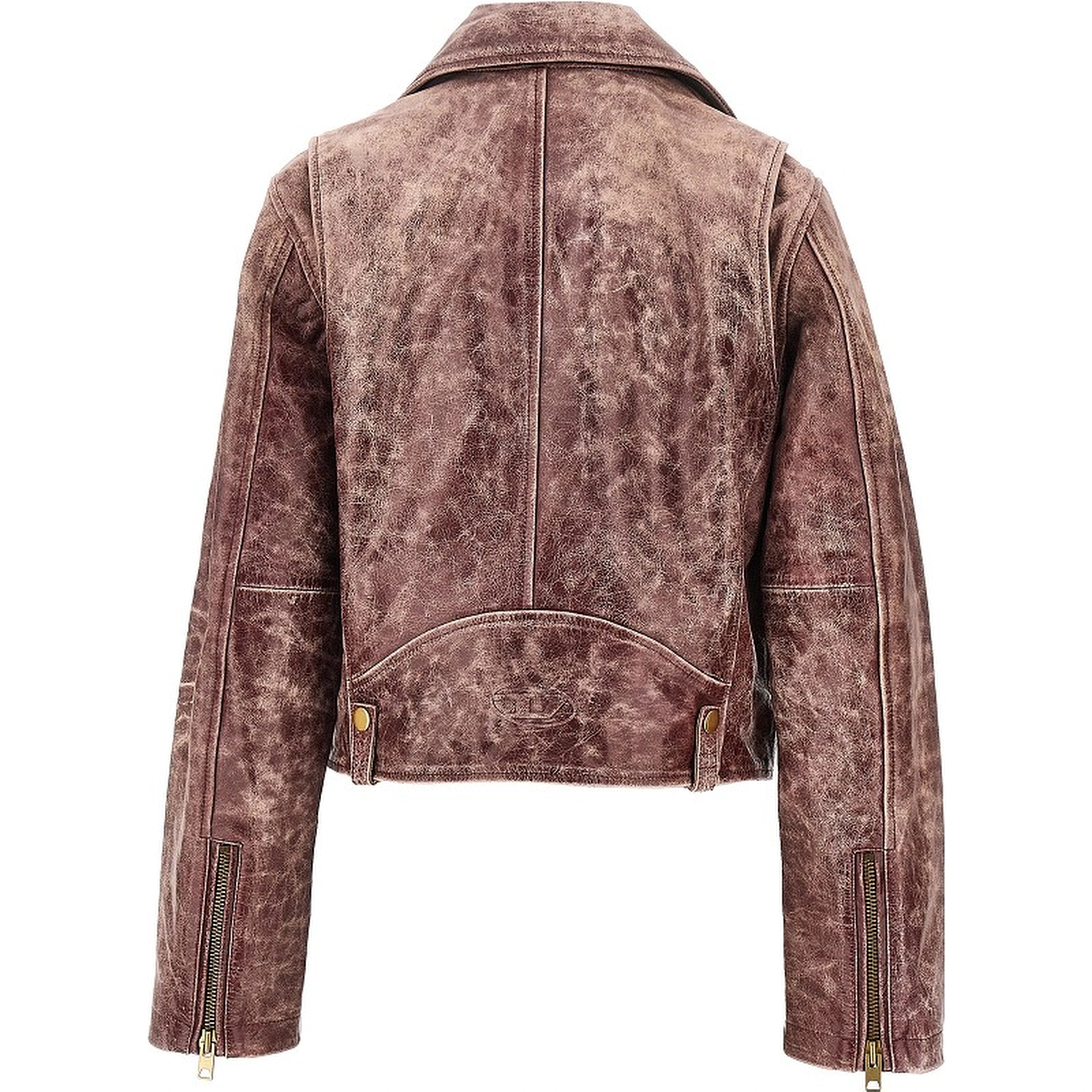 Vintage-effect leather biker jacket