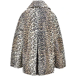 Coated fabric jacket with leopard-print