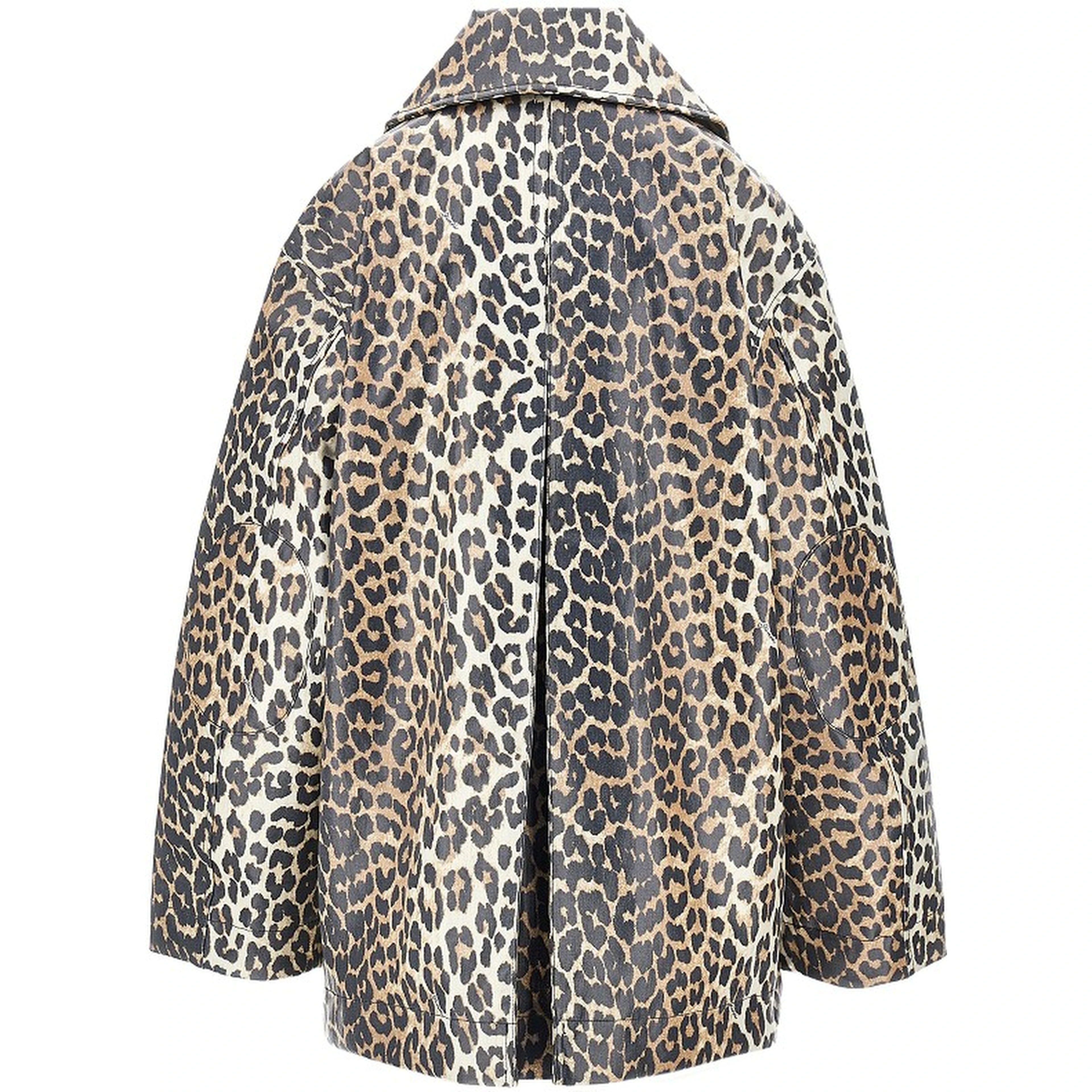 Coated fabric jacket with leopard-print