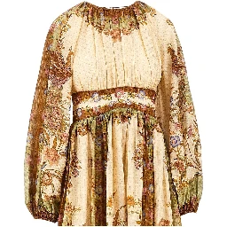 'Indra' cotton and silk long dress