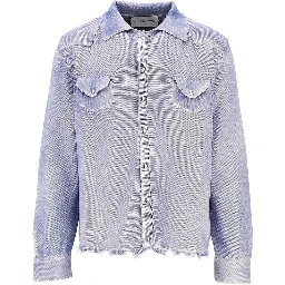 Distressed-effect knitted overshirt