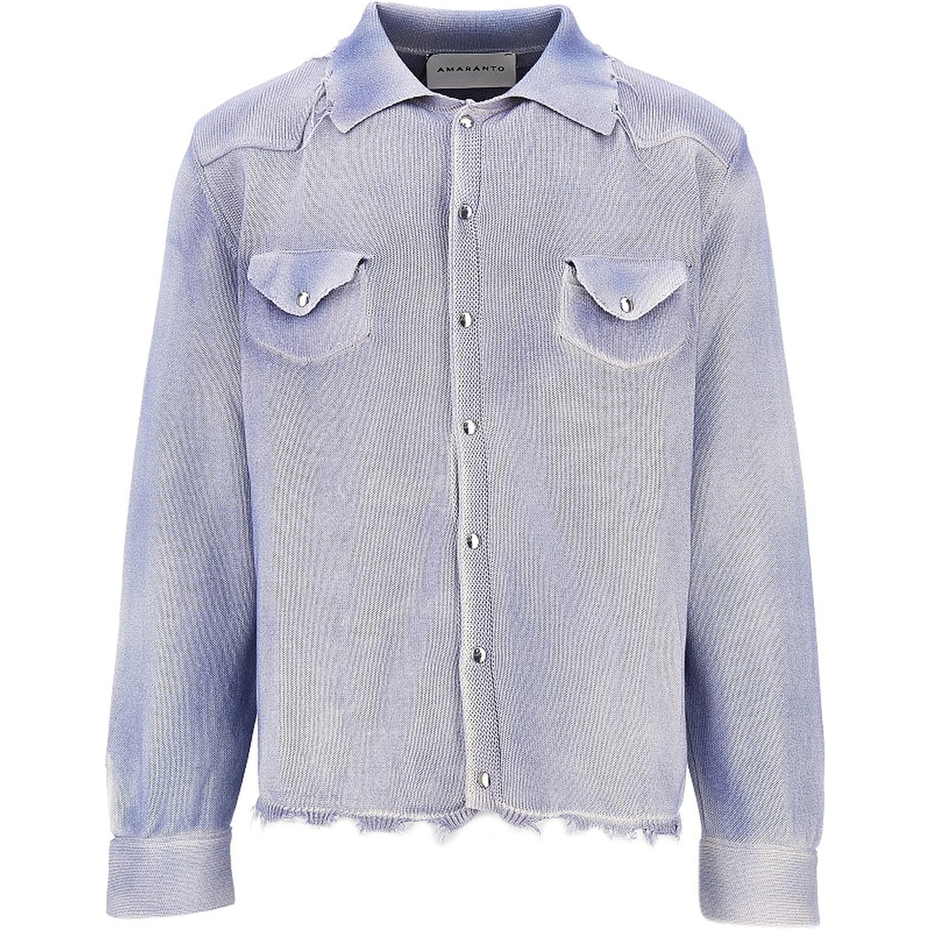 Distressed-effect knitted overshirt