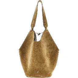 Small suede leather 'Lotus' tote bag