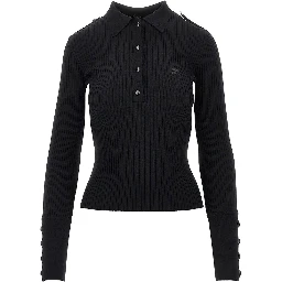 Ribbed knit polo shirt