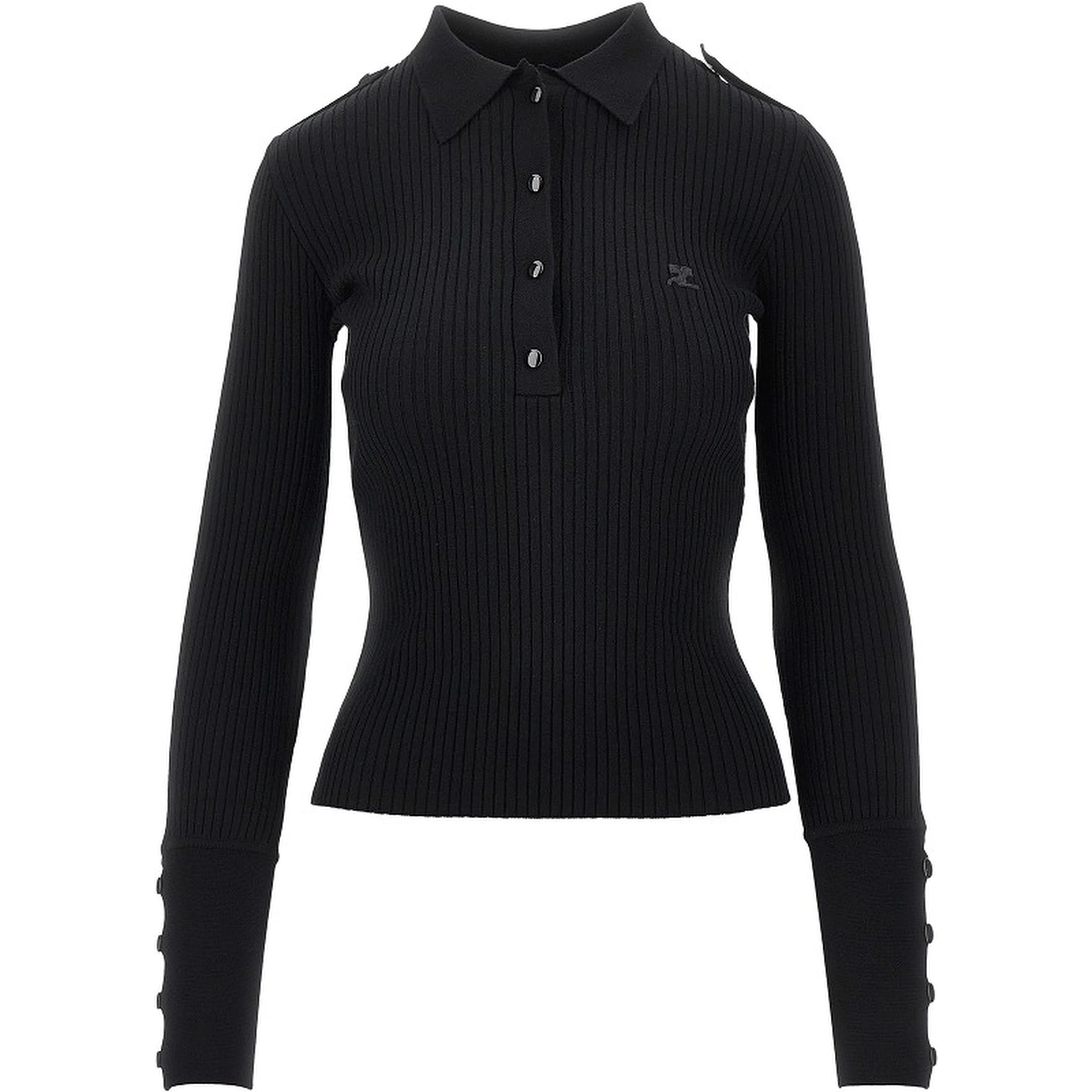 Ribbed knit polo shirt