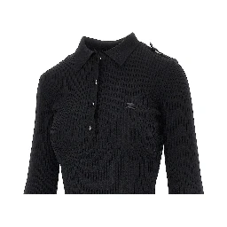 Ribbed knit polo shirt