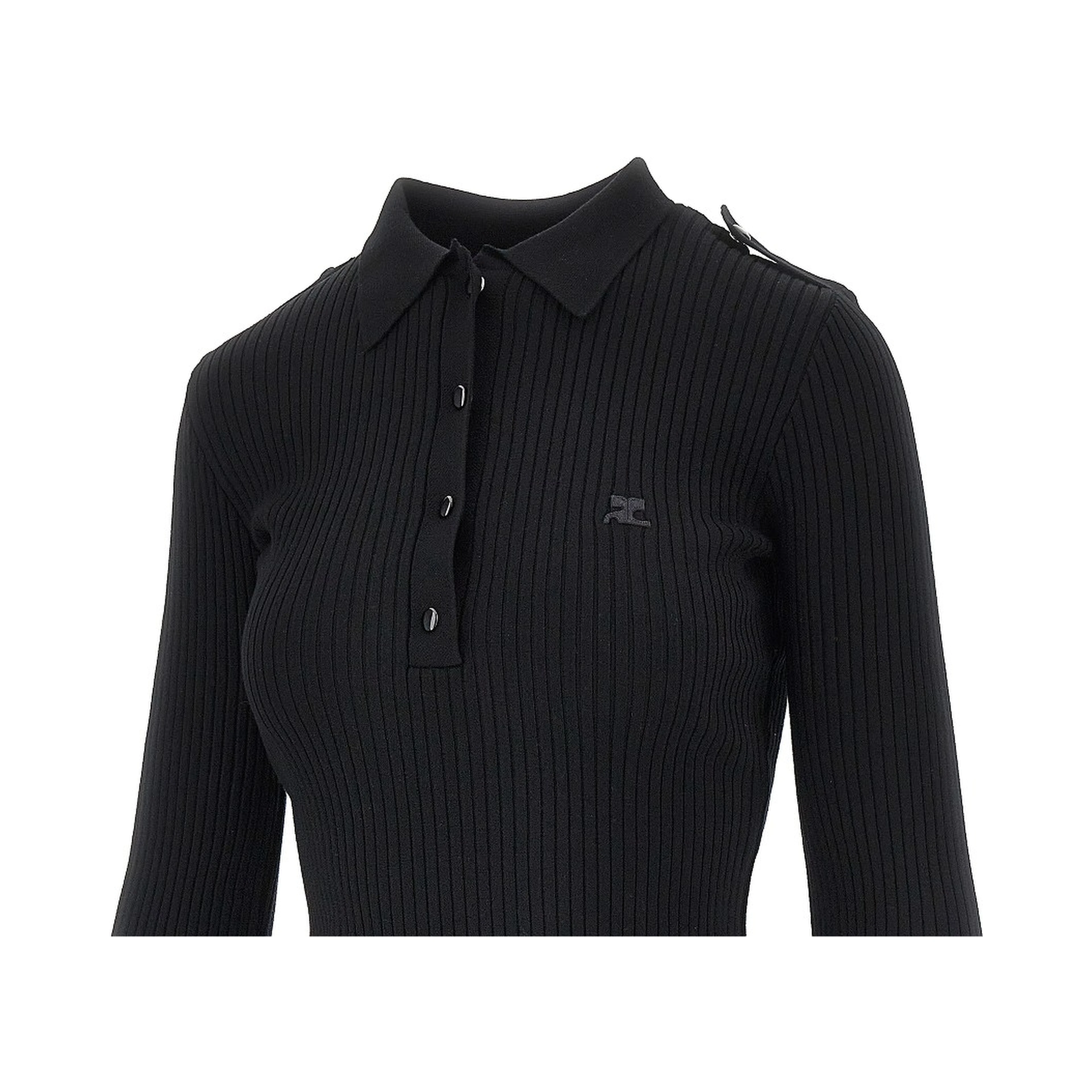 Ribbed knit polo shirt