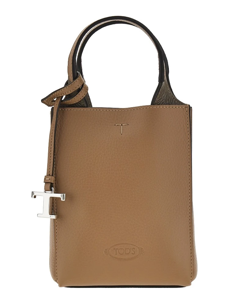 Grained leather micro tote bag