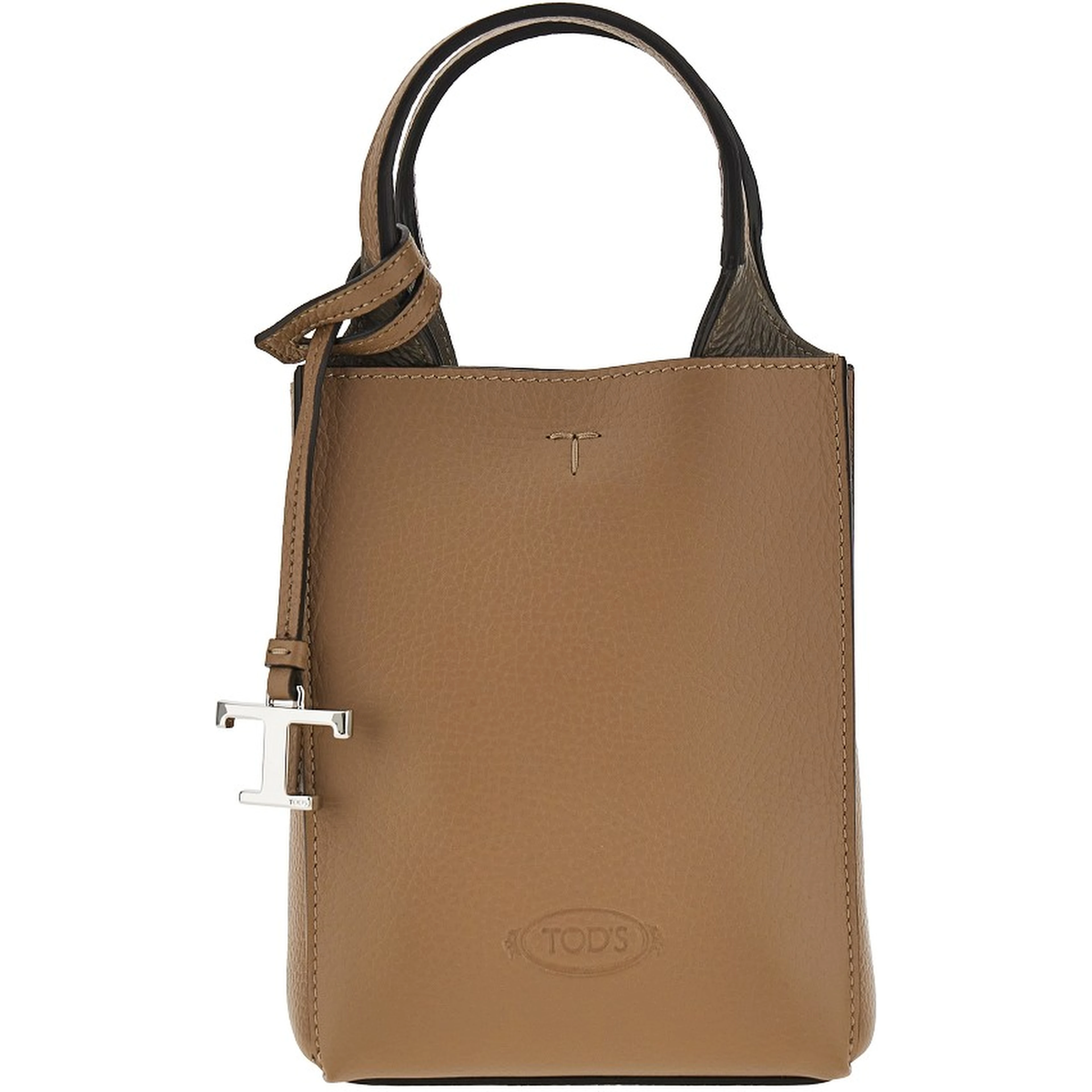 Grained leather micro tote bag