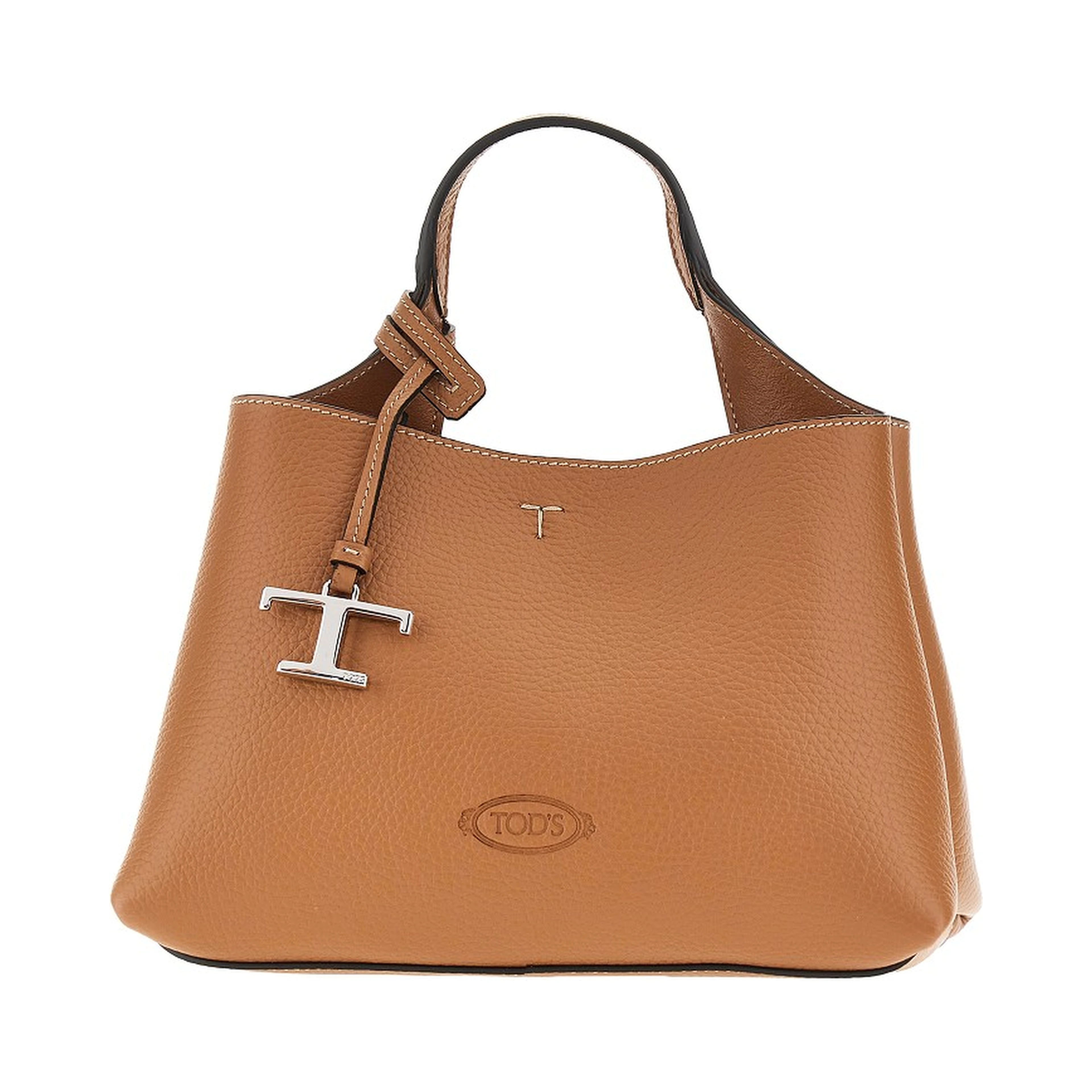 Grained leather micro shopping bag