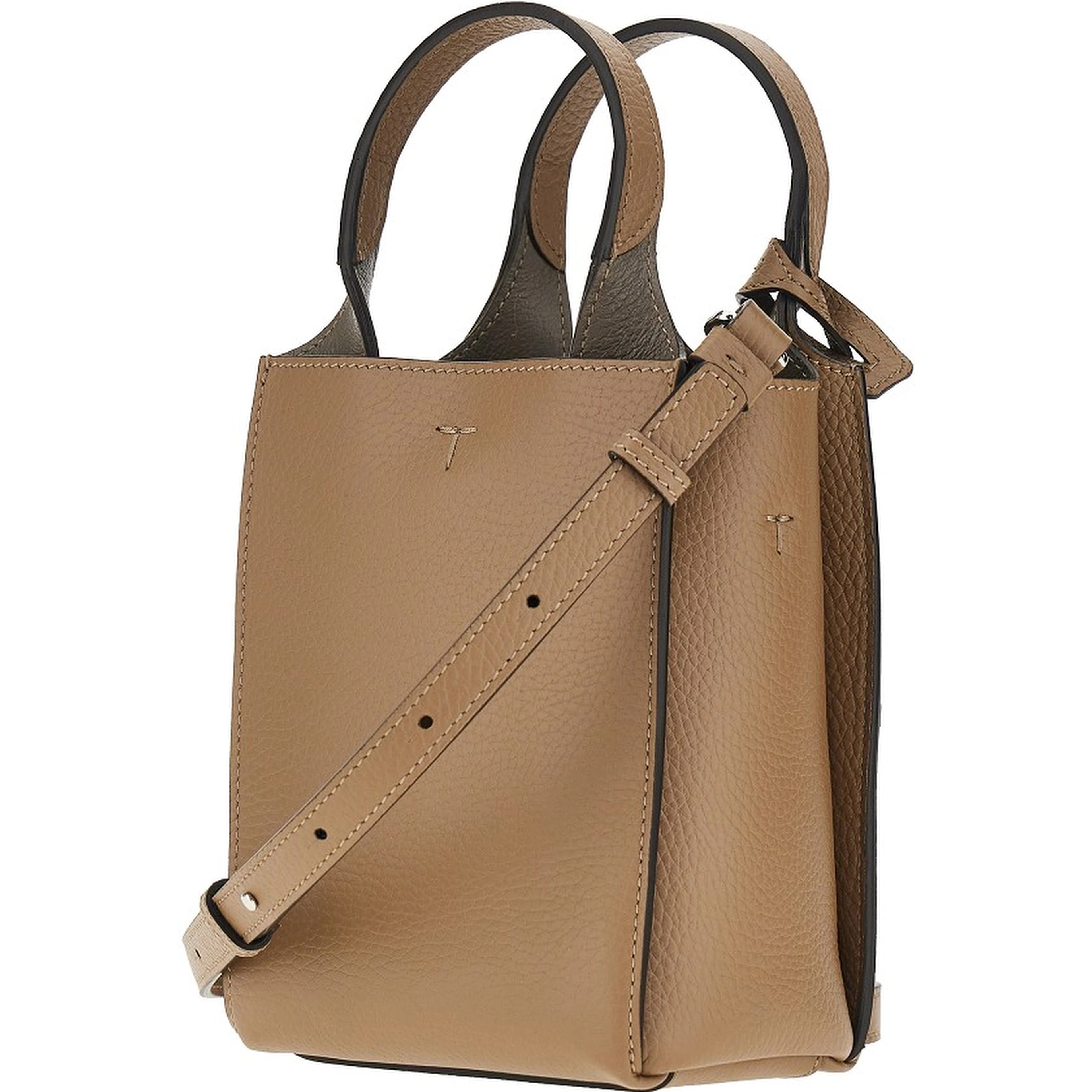Grained leather micro tote bag