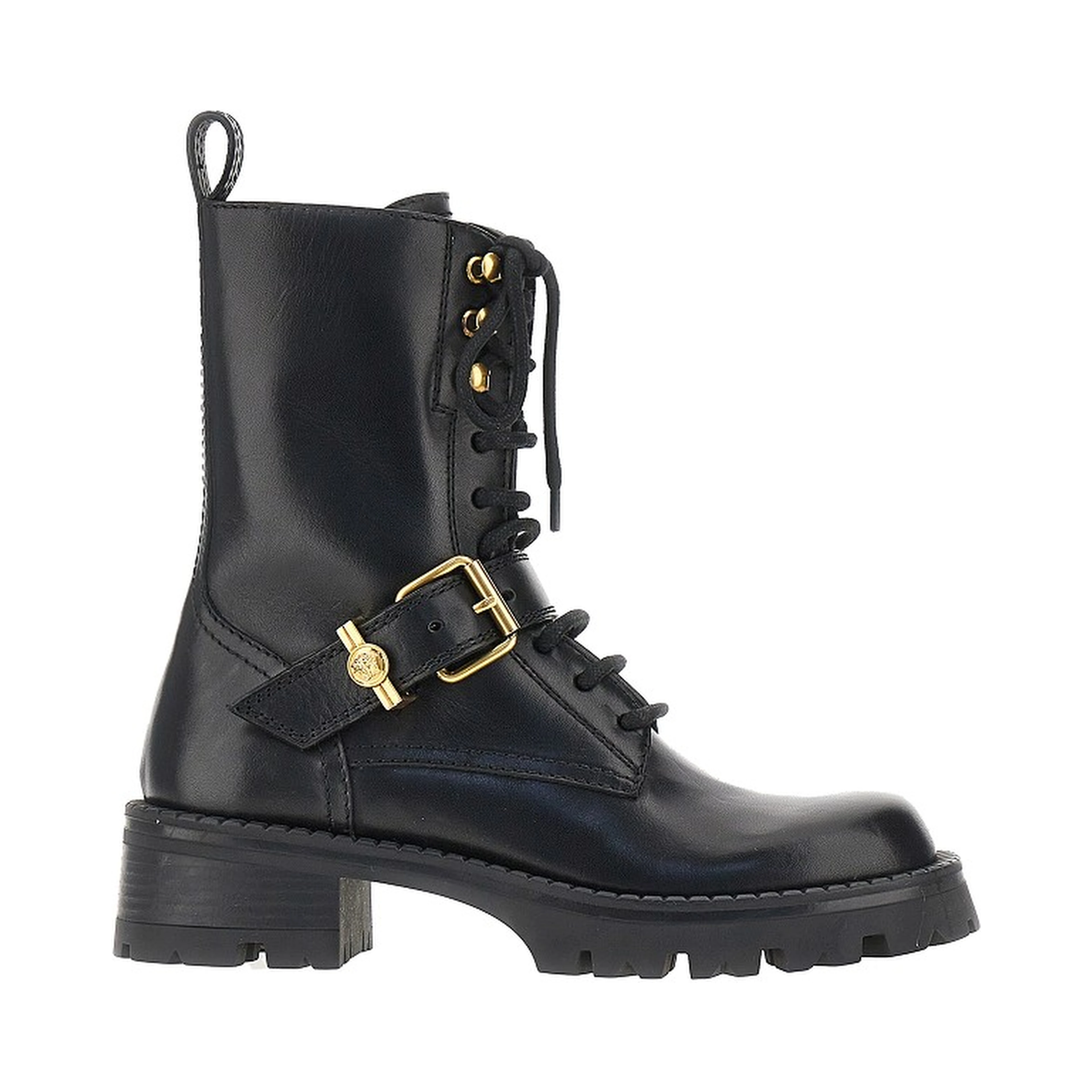 Leather boots with Medusa detail