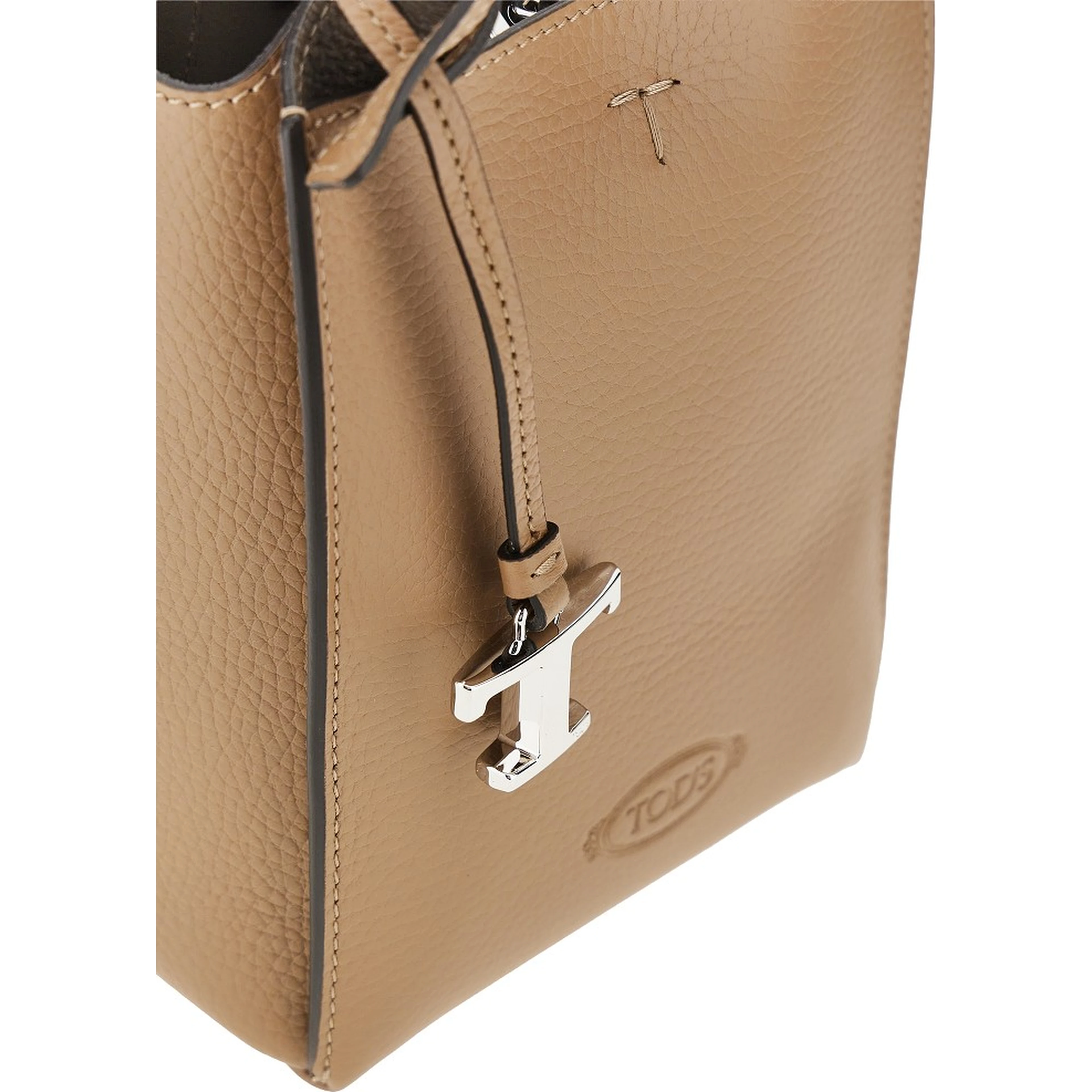 Grained leather micro tote bag