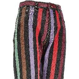 Cotton denim jeans with striped motif