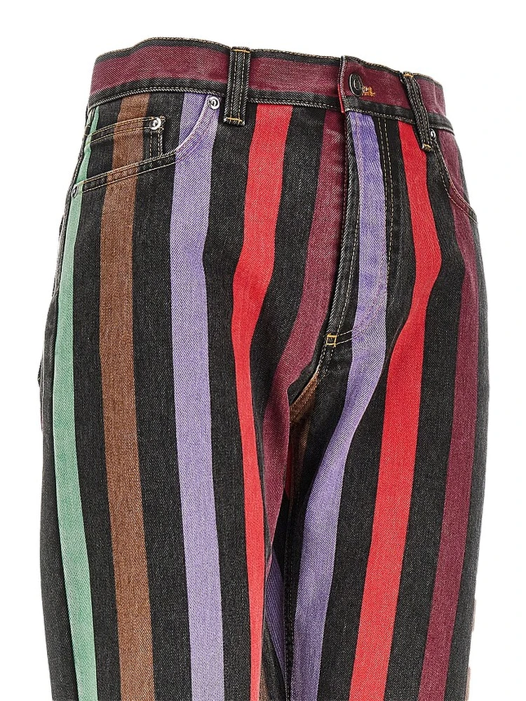 Cotton denim jeans with striped motif alternative