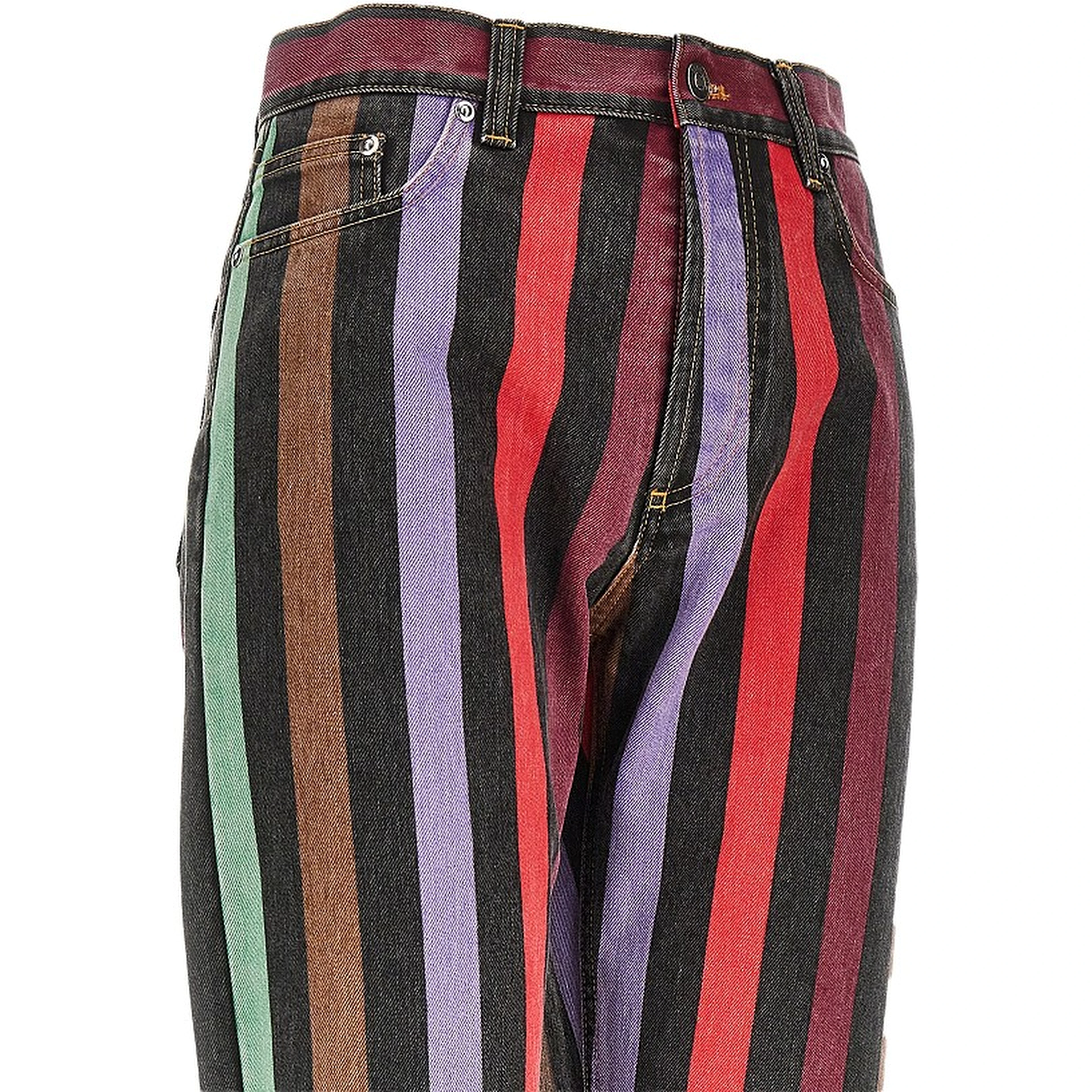 Cotton denim jeans with striped motif