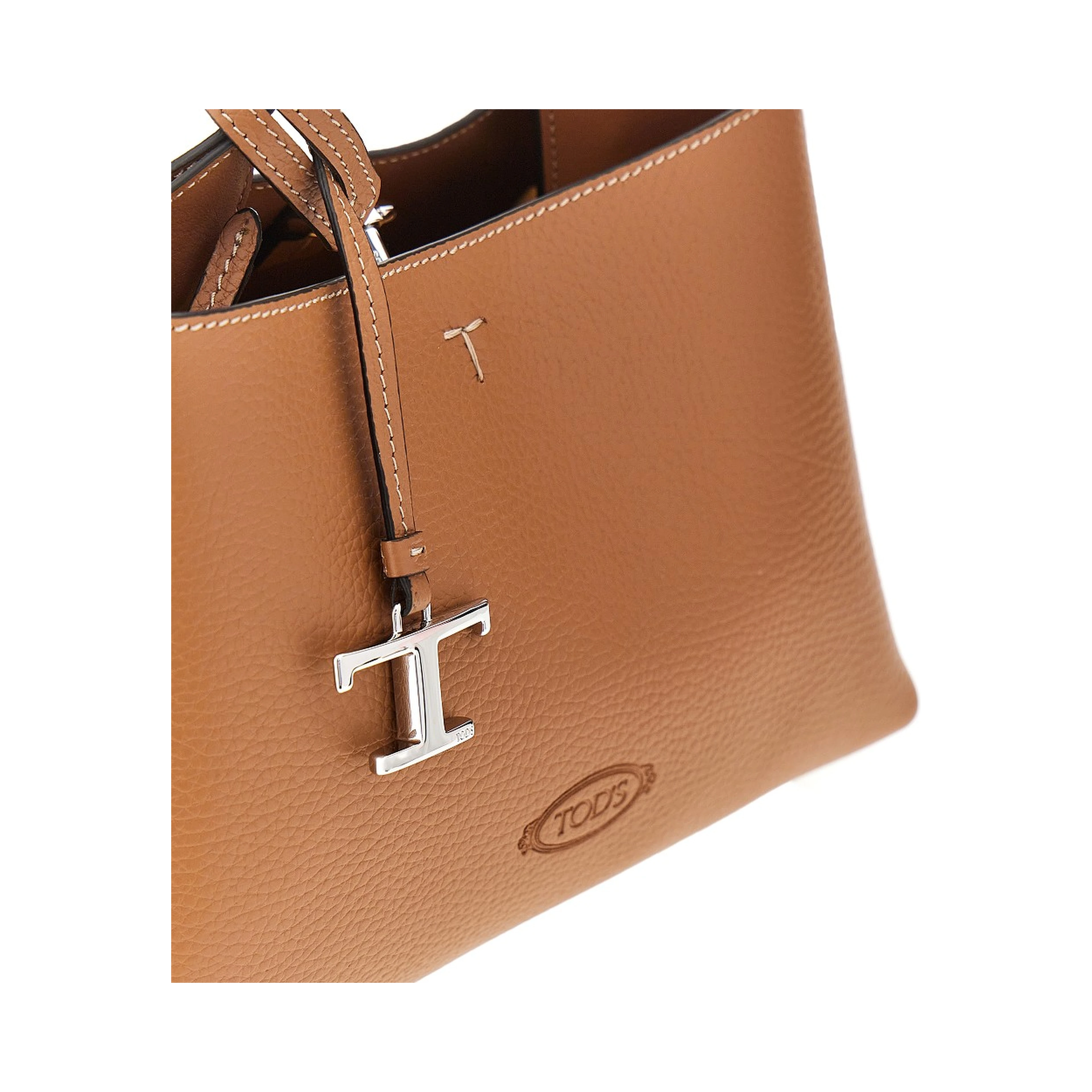 Grained leather micro shopping bag