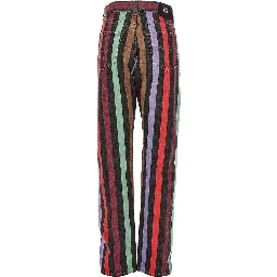 Cotton denim jeans with striped motif