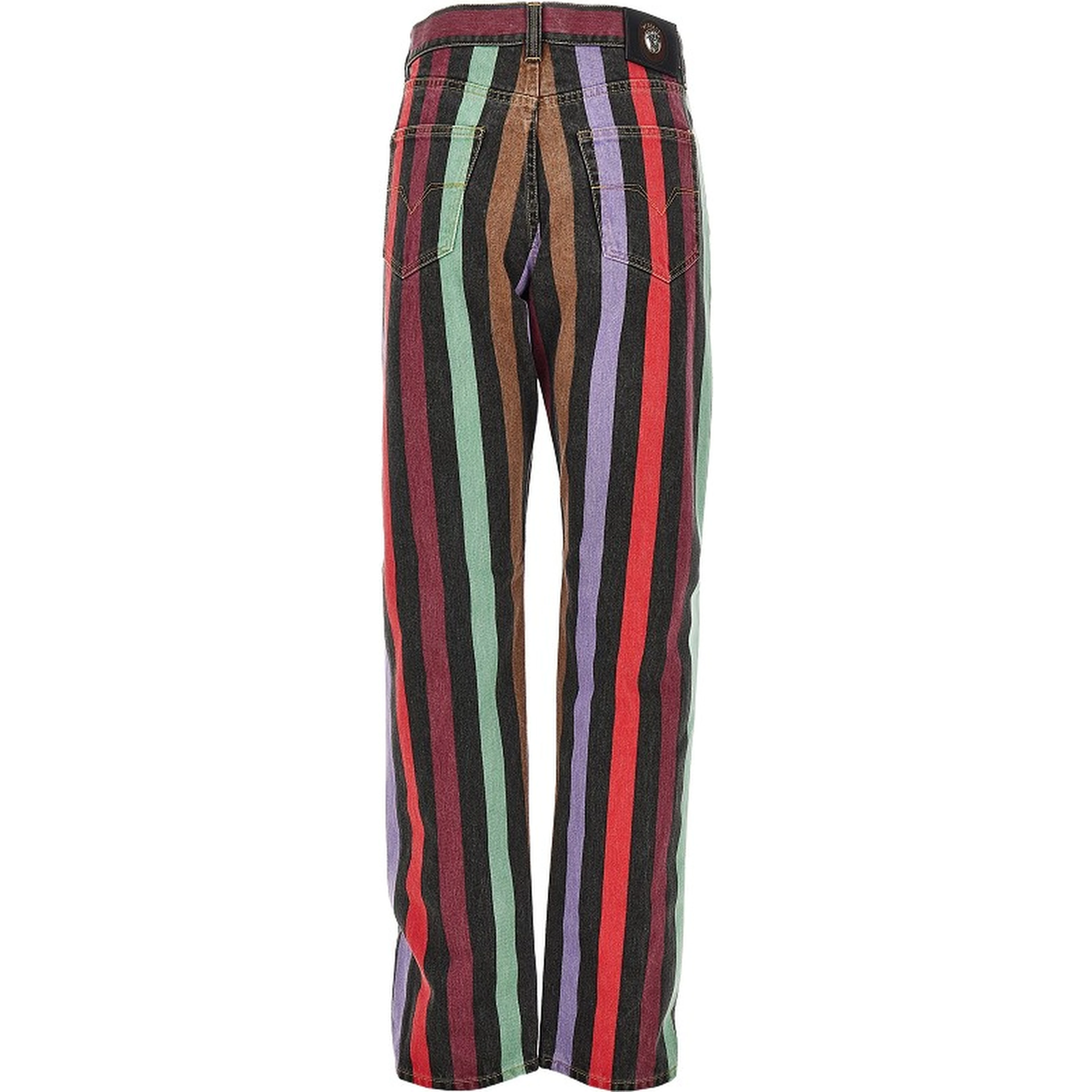 Cotton denim jeans with striped motif