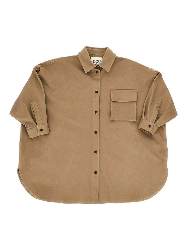 Twill mini shirt dress