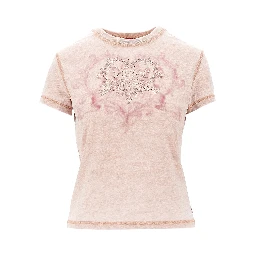 Strass-embellished burnout-effect T-shirt