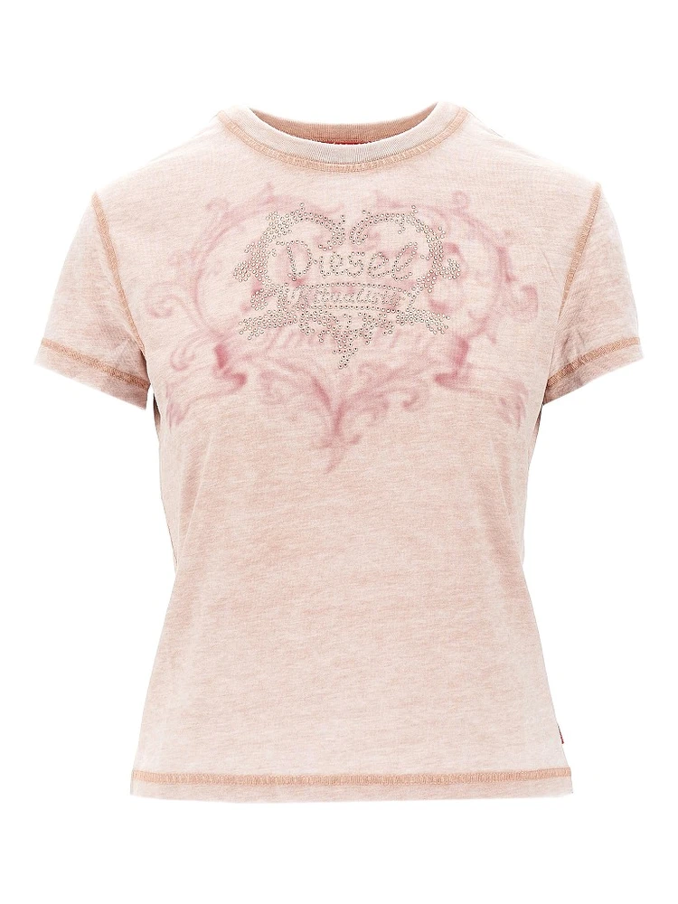 Strass-embellished burnout-effect T-shirt