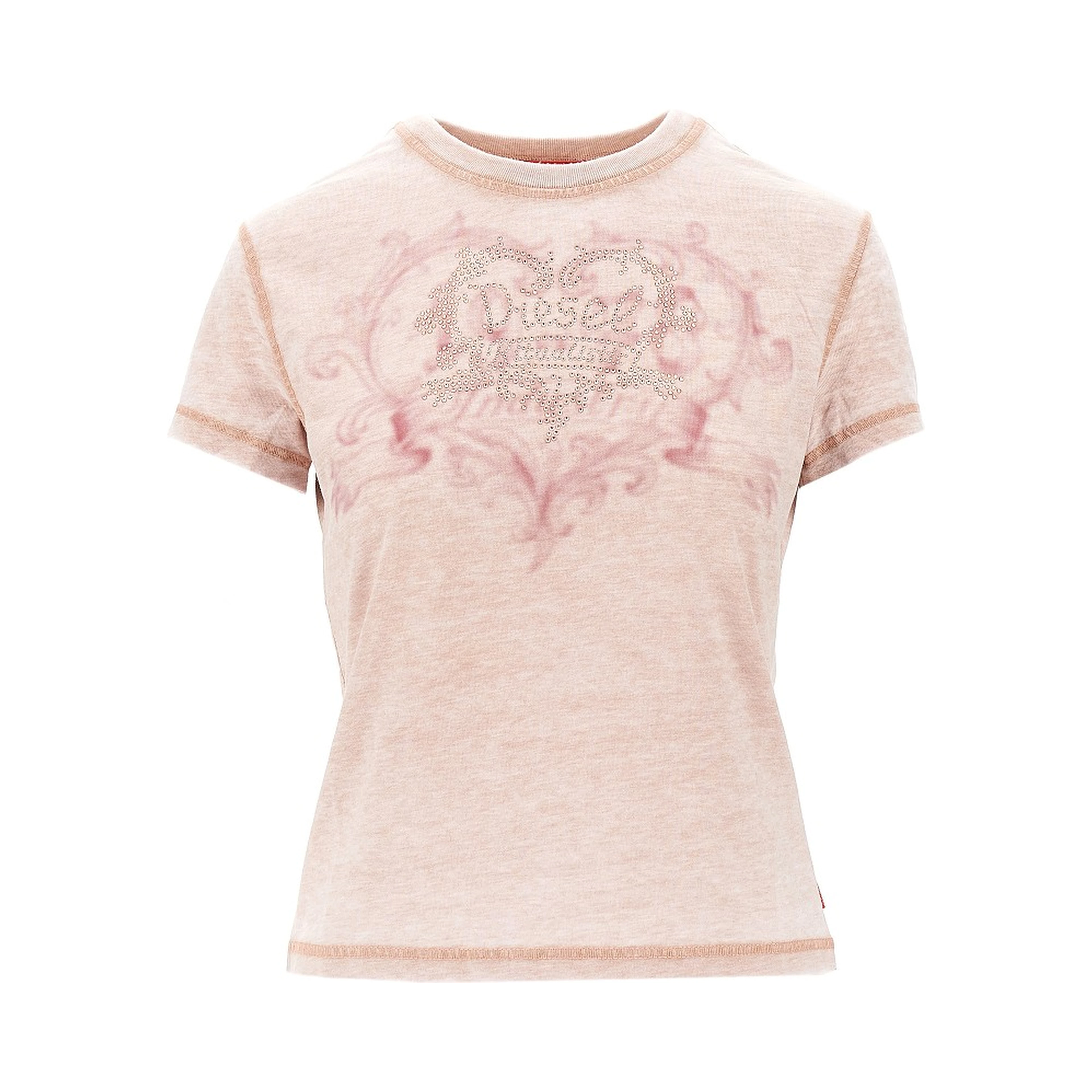 Strass-embellished burnout-effect T-shirt